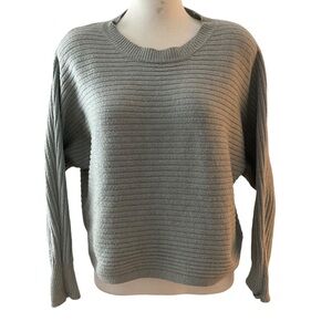 PINK ROSE Women’s Sweater Round Neck Ribbed Soft Green Long Sleeve Size Large